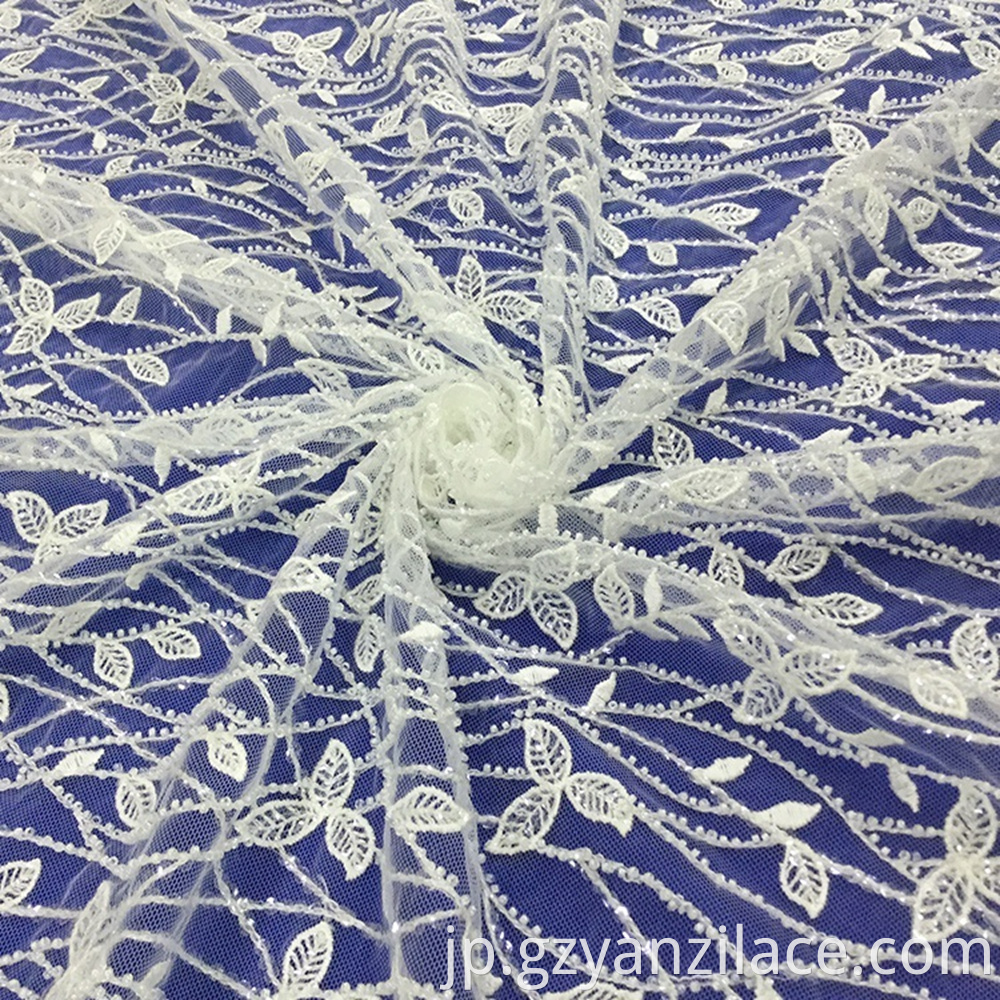 Flower Beaded Lace Fabric